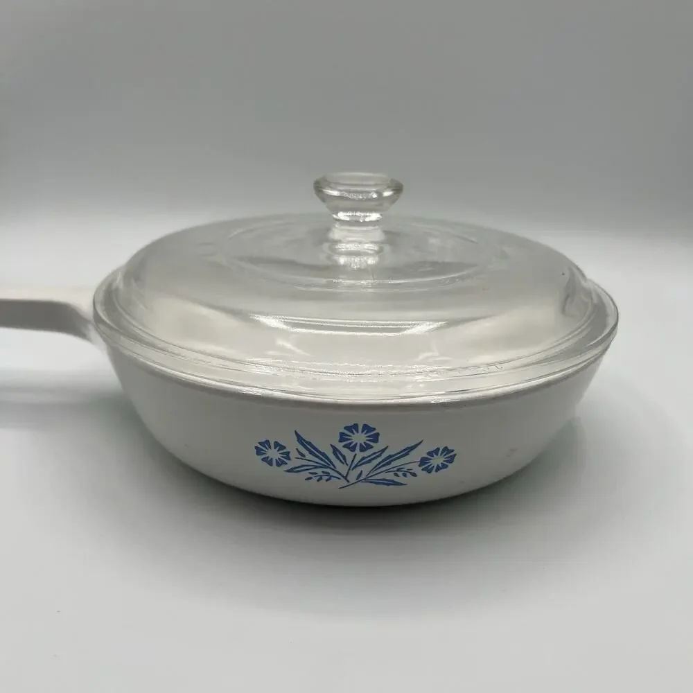 Vintage CorningWare Blue Cornflower P-83-B 6.5” Skillet Frying Pan w/ Lid